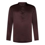 Bruine Zijden Henley Ondergoed Tom Ford , Brown , Heren