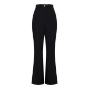 Zwarte Wol Hoge Taille Flare Broek Balmain , Black , Dames