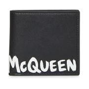 Zwarte Bi-Fold Portemonnee met Graffiti Print Alexander McQueen , Blac...