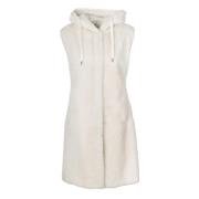 Mouwloze doubleface jas met capuchon Brunello Cucinelli , Gray , Dames