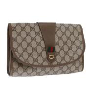 Pre-owned Leather clutches Gucci Vintage , Beige , Dames