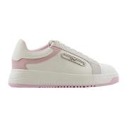 Witte Roze Leren Sneaker met Metalen Adelaar Plaque Emporio Armani , W...