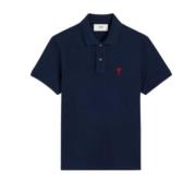 Klassiek Hart Ontwerp Unisex Polo Shirt Ami Paris , Blue , Heren