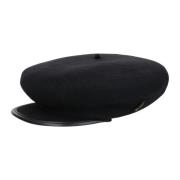 Wollen Baret met Eco-Leren Klep Borsalino , Black , Unisex