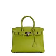 Pre-owned Leather handbags Hermès Vintage , Green , Dames