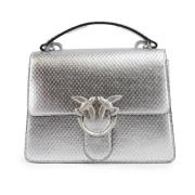 Mini leren handtas met Love Birds Pinko , Gray , Dames