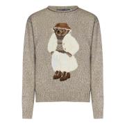 Beige Sweater met Polo Bear Intarsia Polo Ralph Lauren , Beige , Dames