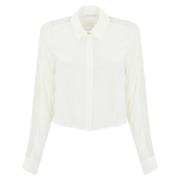 Witte kanten detail viscose overhemd Patrizia Pepe , White , Dames