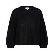 Zwarte Alpaca Pullover met Rugopening Dante 6 , Black , Dames