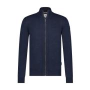 Effen Rits Vest Cardigan State of Art , Blue , Heren