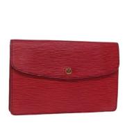 Pre-owned Leather clutches Louis Vuitton Vintage , Red , Dames