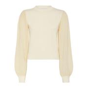 Mohair Puff Sleeve Wollen Trui MVP wardrobe , Beige , Dames