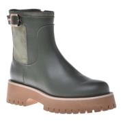 Combat boots in olive leather and suede Baldinini , Green , Dames