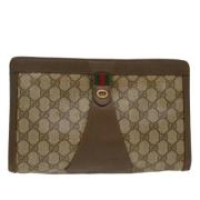 Pre-owned Leather clutches Gucci Vintage , Beige , Dames