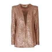 Pailletten Blazer Zonder Kraag Nenette , Pink , Dames