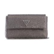 Strass Ketting Mini Pochette met Logo Guess , Gray , Dames