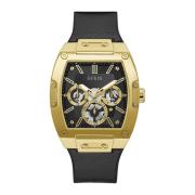 Horloge RVS Kleur Goud Band Leder | Silicoon Guess , Yellow , Heren