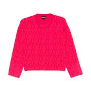 Fuchsia Roze Gebreide Trui Emporio Armani , Red , Dames