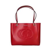 Rode Mode Shopper Tas met Logo Print Guess , Red , Dames