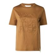 Bruin Katoenen T-shirt met reliëflogo Max Mara , Brown , Dames