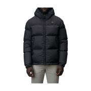 Zwarte Winterjas met Capuchon Blauer , Black , Heren