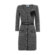 Grijze Elegante Jurk met Geborduurde Details Blugirl , Gray , Dames