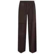 Donkergroene Leren Wijde Pijp Broek Via Masini 80 , Brown , Dames