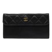 Pre-owned Leather wallets Chanel Vintage , Black , Dames