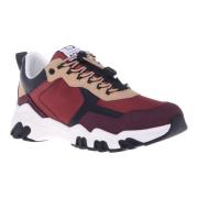 Trainers in beige and burgundy eco-leather Baldinini , Multicolor , He...