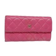 Pre-owned Leather wallets Chanel Vintage , Pink , Dames