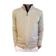 Beige Merino Wool Zip Cardigan Stenströms , Beige , Heren