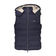 Heren blauwe bodywarmer met capuchon en logo aan de voorkant - XL Harm...