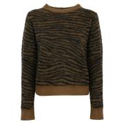 Tijgerprint Mohair Trui Max Mara Studio , Brown , Dames