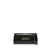 Zwarte schoudertas met gouden details Moschino , Black , Dames