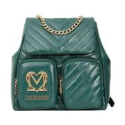 Groene Chevron Gewatteerde Rugzak met Hartdetail Love Moschino , Green...