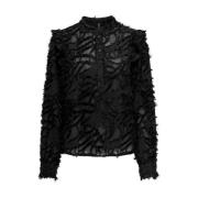 Top met ruches en lange mouwen Only , Black , Dames