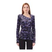 Zwarte Polo met Lange Mouwen en Patroon Patrizia Pepe , Purple , Dames