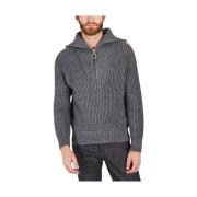 Grijze Wol Zip Kraag Sweater Ami Paris , Gray , Heren