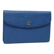 Pre-owned Leather clutches Louis Vuitton Vintage , Blue , Dames