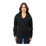 Zwarte V-hals trui YES ZEE , Black , Dames