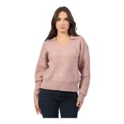 Roze V-hals Sweater YES ZEE , Pink , Dames