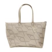 Beige Shopper Tas met Metalen Details Armani Exchange , Brown , Dames