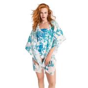 Witte Poncho met Turquoise Bloemenprint Riani , Blue , Dames