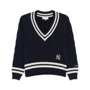 Navy Blue Kabeltrui Sporty & Rich , Blue , Dames