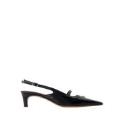 Zwarte Leren Puntige Slingback Schoenen Maison Kitsuné , Black , Dames