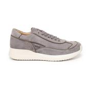 Grijze Suède Sneakers met Metallic Logo Paciotti , Gray , Heren