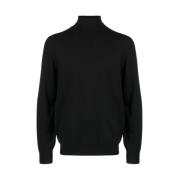 Zwarte Kasjmier Gebreide Coltrui Sweater Brunello Cucinelli , Black , ...