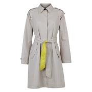 Trenchcoat met ceintuur en contrastkraag Blonde No.8 , Beige , Dames