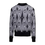 Grijze Argyle Jacquard Crew Sweater Amiri , Gray , Heren