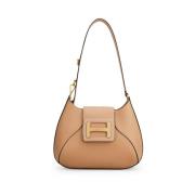 Textuur Leren Mini H-Bag Hogan , Brown , Dames